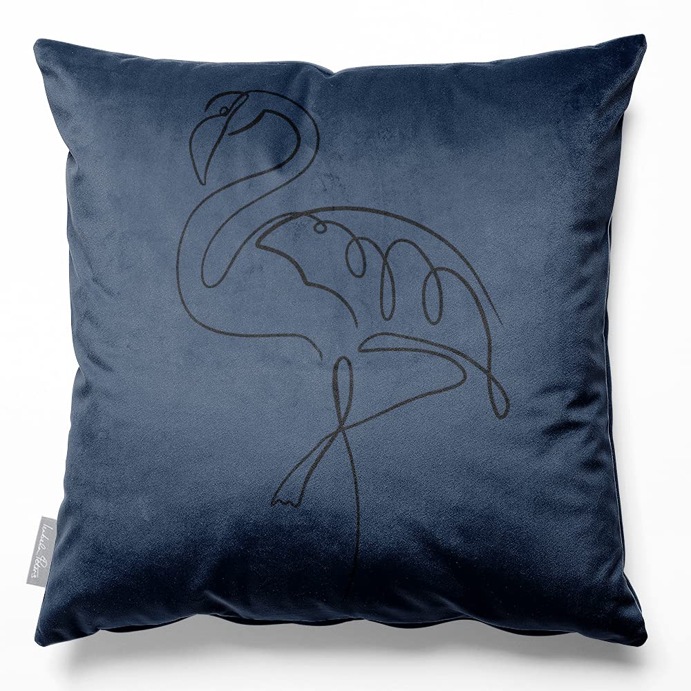 Izabela Peters Petrol Blue Velvet Cushions - Eco-Friendly, 40 Cm, Flamingo - Chair & Sofa Cushions
