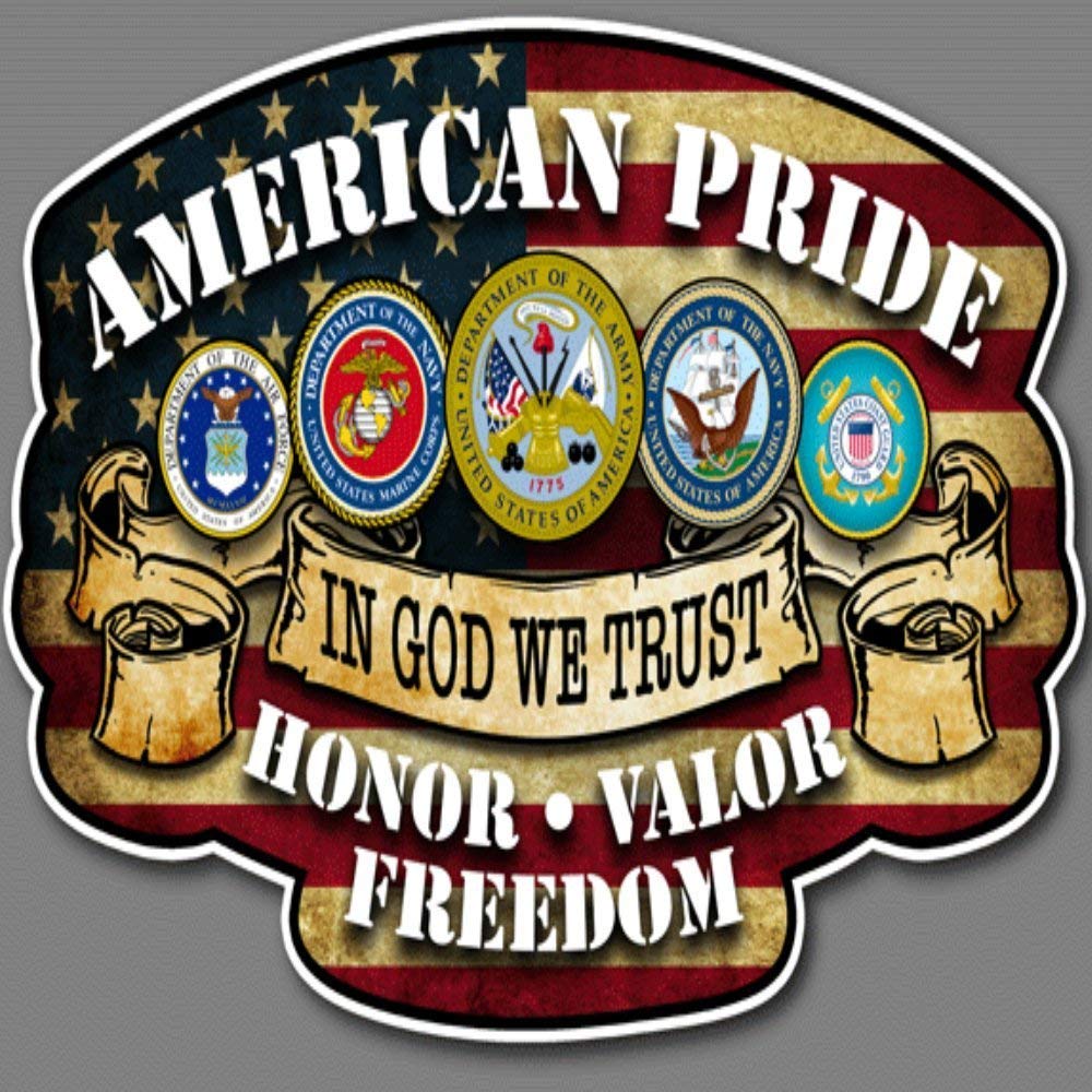 Built USA Hero American Pride Series in God We Trust Decal Sticker | Waterproof Permanent Car Motorcycle Bicycle Skateboard Laptop Luggage Vinyl Graffiti Decals Bumper Stickers | Size: 6" | 5 Pack
