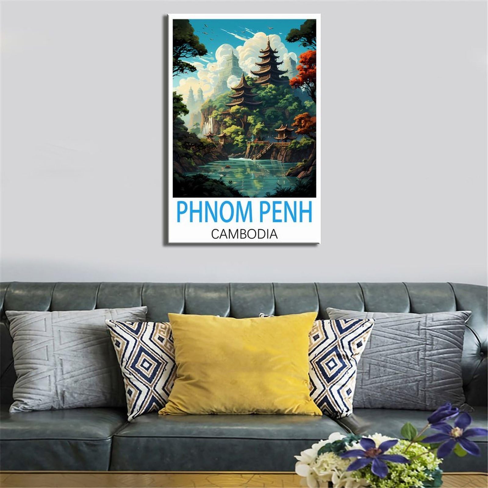 Poster de voyage à Phnom Penh - Impression d'art de Phnom Penh de style rétro vintage, oeuvre d'art, articles de maison, impression d'art de voyage au Cambodge - France