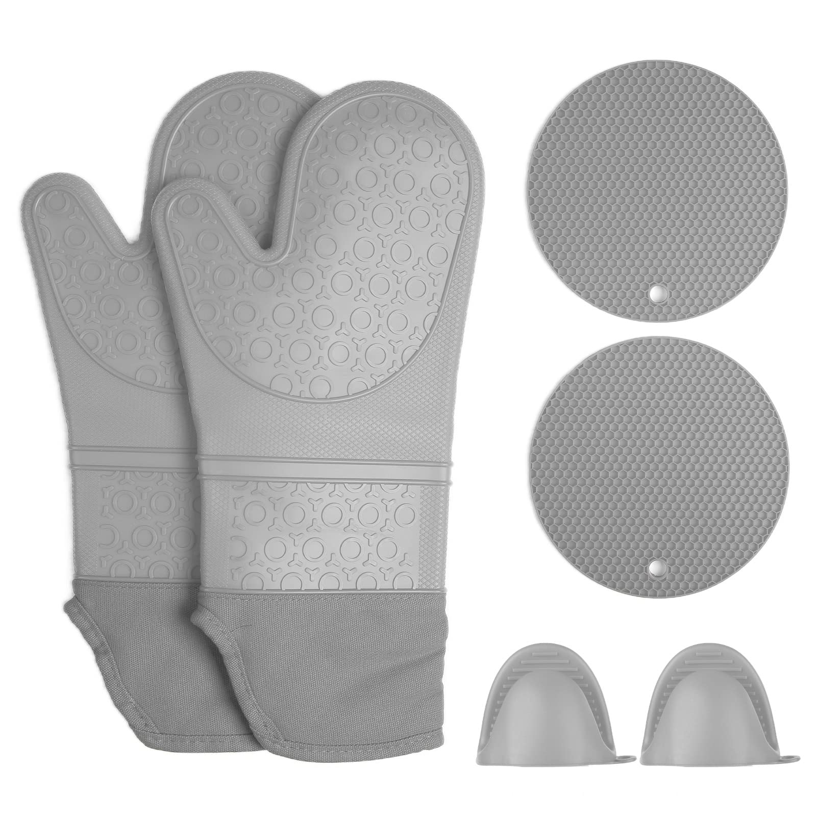 Gants de cuisine en silicone épais de cuisson micro-ondes et gants d'isolation double couche