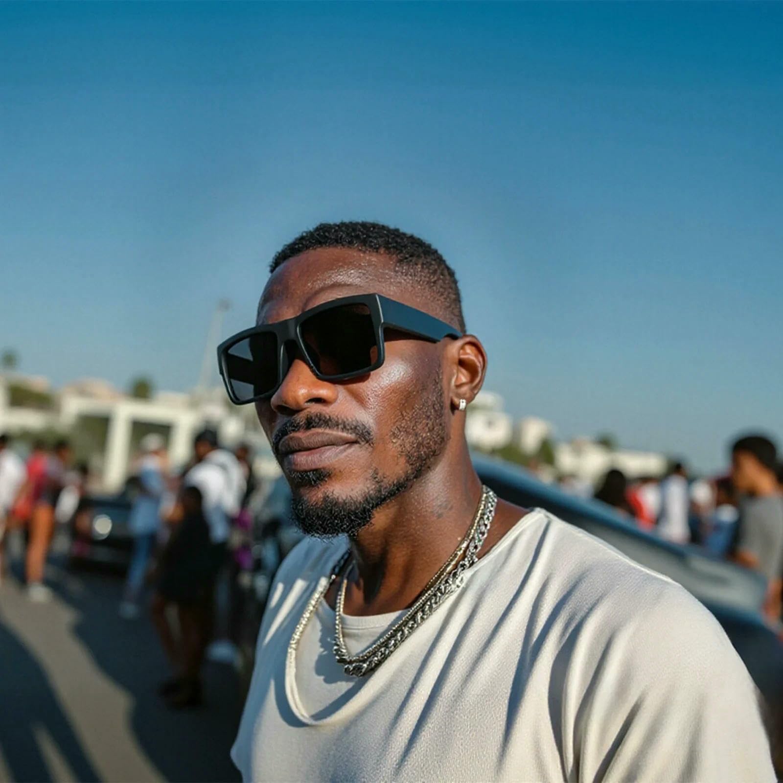Gafas De Sol Cabeza Grande para Hombres Y Mujeres, Deportivas Seguridad Uv400, Deporte Trabajo Al Aire Libre-Negro Oscuronegro