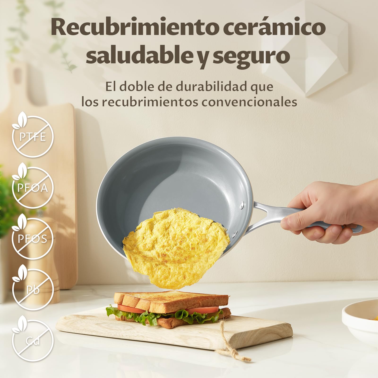 BLAZANT Juego de 3 Sartenes Induccion 22/24/28 cm, Sartenes Antiadherentes de Cerámica, Exenta de PTFE y PFOA, Apto para Horno, Compatible con Todas Las Cocinas