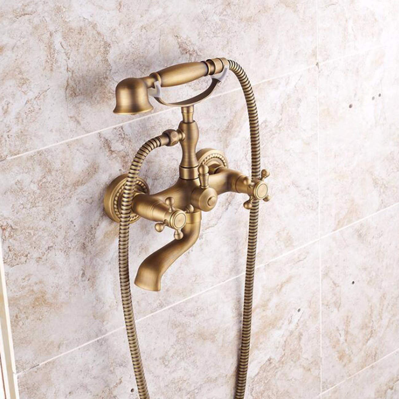Colonne de douche en cuivre doré antique pour salle de bain rétro chic