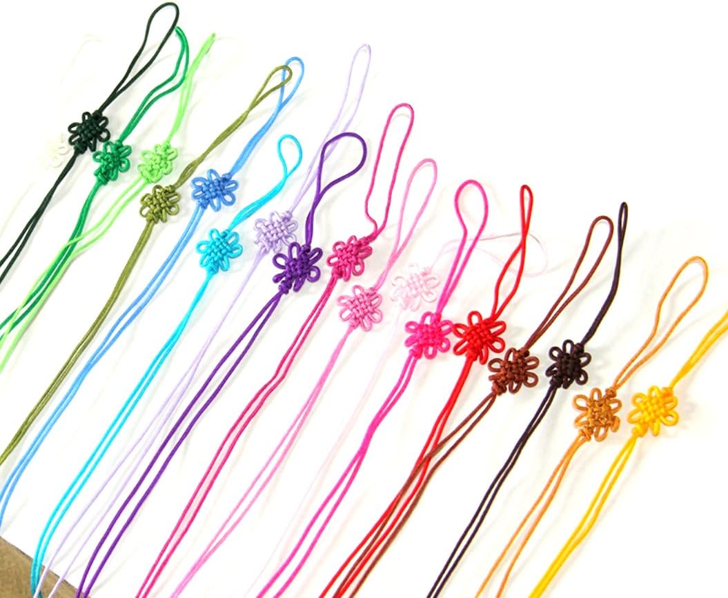 ミニ中国結び ストラップ 紐 携帯ストラップパーツ 手芸素材 アクセサリー つるし飾り材料 イエロー Wawa