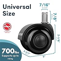 Vista 66 de Lifelong Ruedas de repuesto de goma para sillas de oficina, ruedas resistentes de 2 pulgadas para suelos de madera dura y alfombras, juego de 5