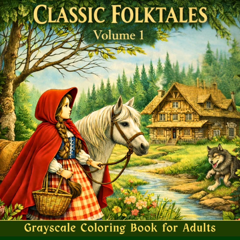 Folktales, Fairy Tales and Songs Grayscale Coloring Book: Learn Grayscale Coloring Techniques with Provided Instruction and Color Blending Charts to ... Folktales Grayscale Coloring Book Collection)