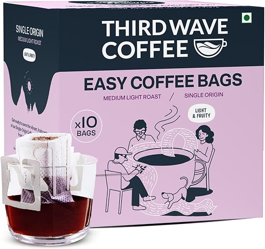 THIRD WAVE COFFEE | Speciality Single Origin Bababudangiri Region | Easy Coffee Bags | 100% Arabica | Medium Light Roast |...