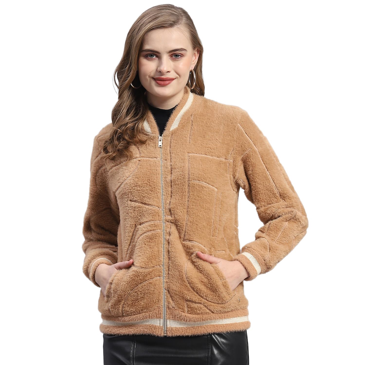 Womens Solid Mandarin Collar Full Sleeve Casual Sweatshirt (223062695)-image-36
