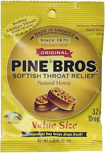 Pine Bros - Gotas suaves para garganta, miel natural, 30 gotas por bolsa (5 bolsas)