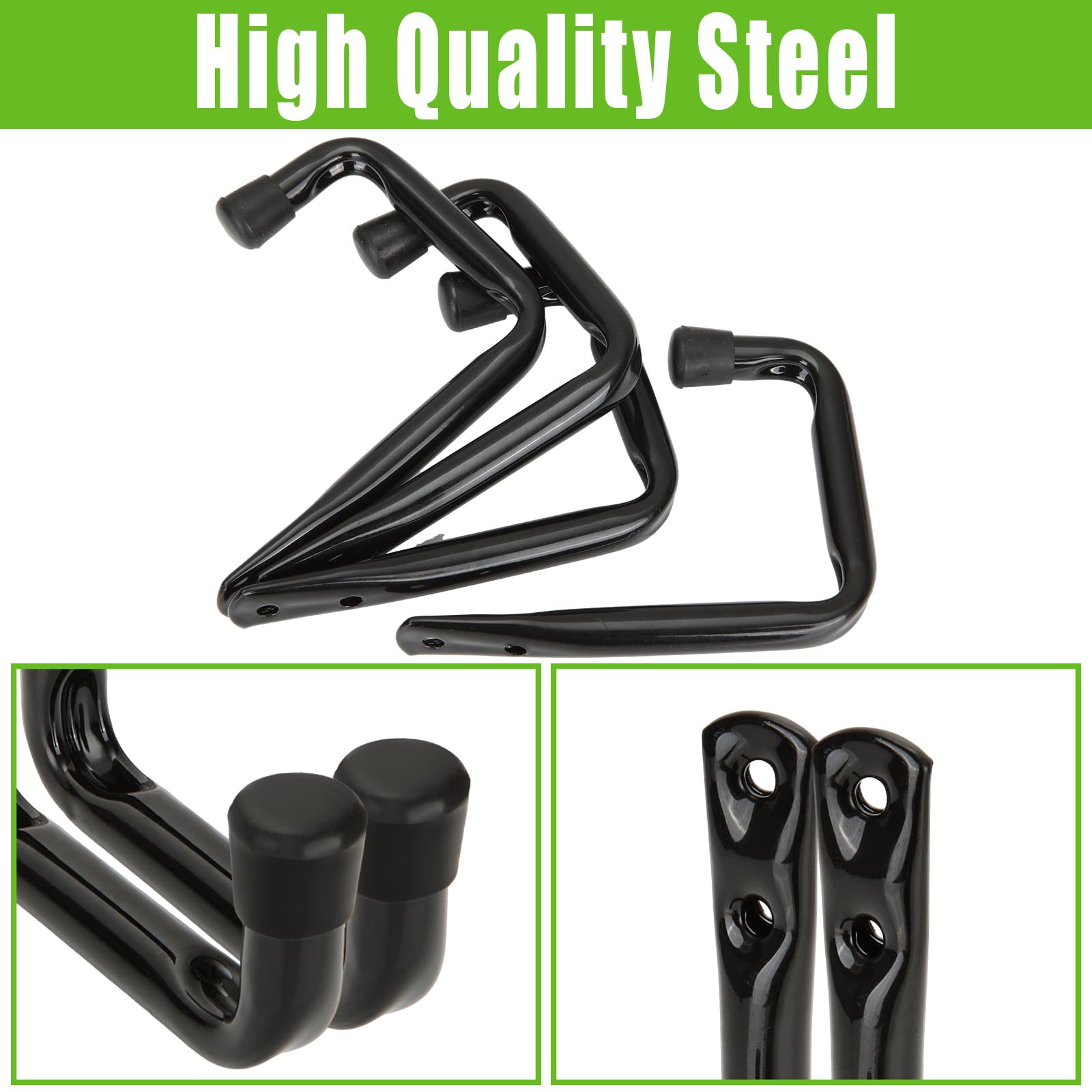 WOPPLXY 20 ganchos para colgar, gancho pared en color negro, colgador pared de acero para colgar herramientas, bicicletas, escaleras y material deportivo