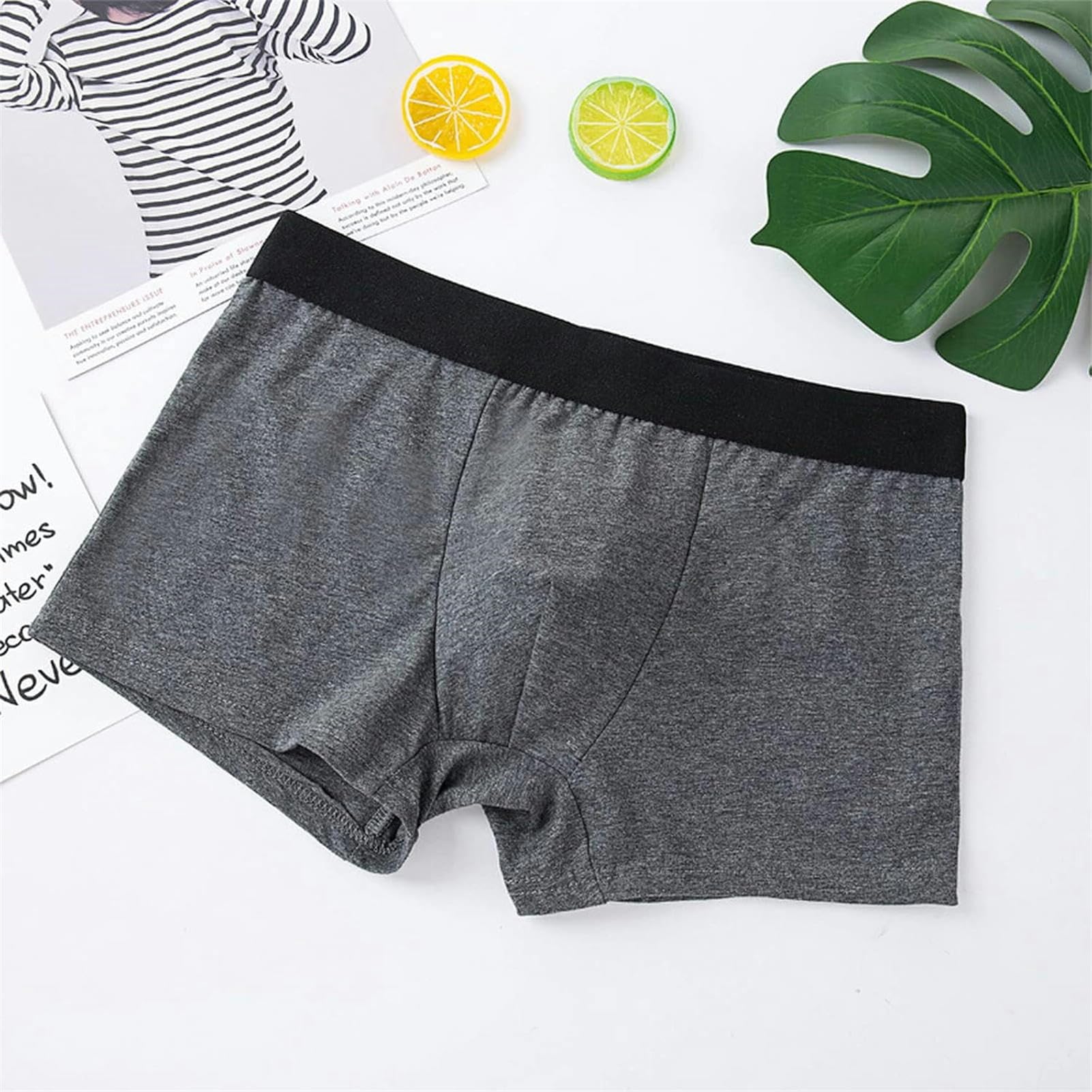 Boxer Uomo Shorti Maschi di Cotone per Cotone per Cotone A Colore Solido da 5 Pacchi Pantaloni da Uomo di Grandi Dimensioni-XXL-Gray 5pc