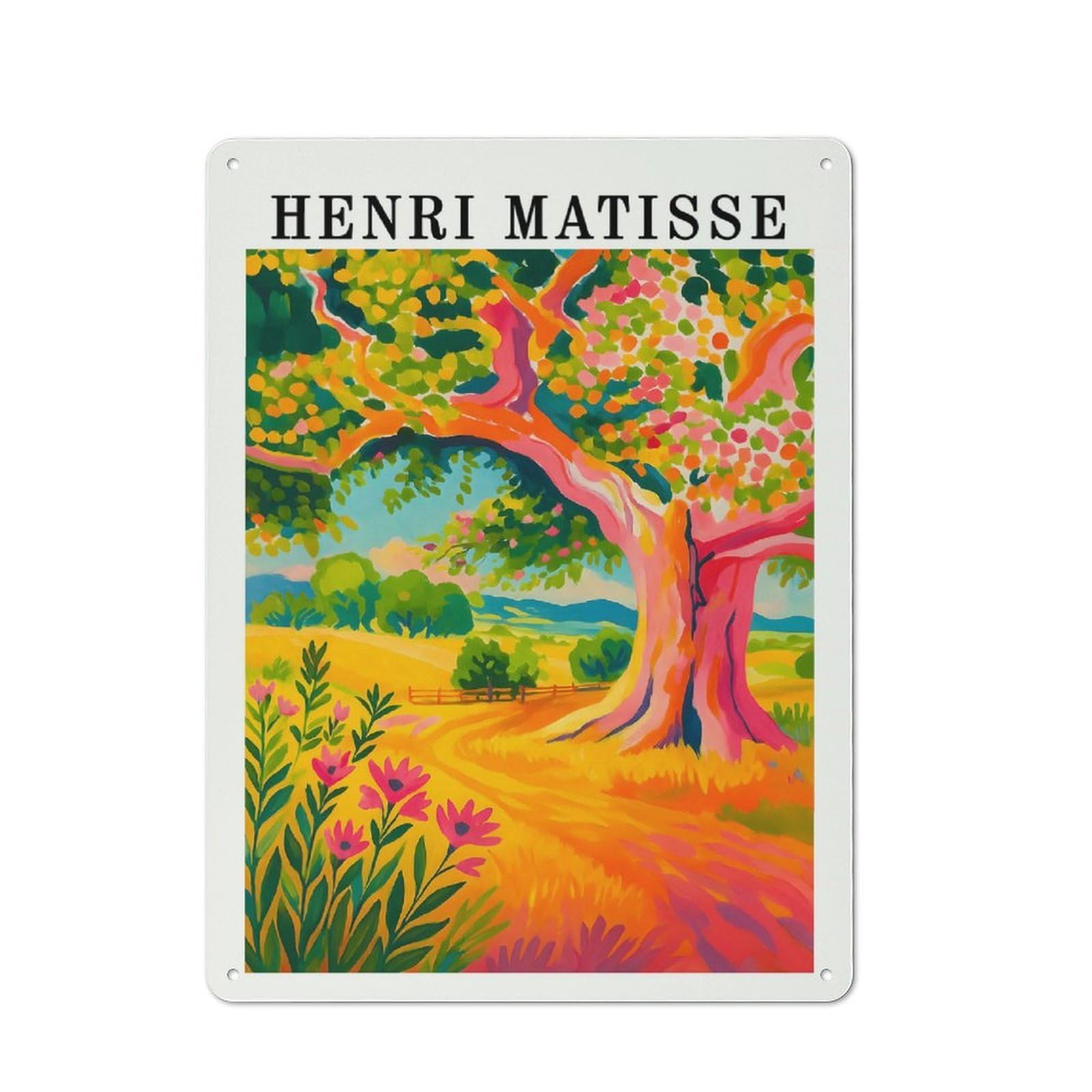 Junmoney Style-17 Henri Matisse Landscape Painting Printed Metal Sign 40X30cm For Studio Or Craft Room, A Decorative Gift For A Newly Furnished Studio And Craft Room