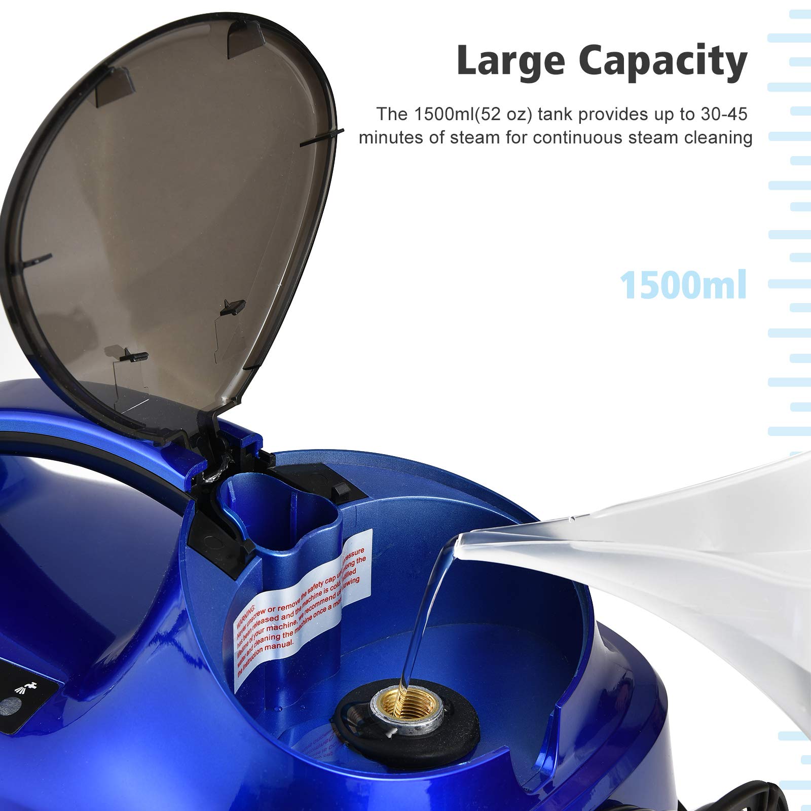 RELAX4LIFE Vaporeta Limpieza Hogar 2000W con Depósito 1,5L, Limpiador a Vapor con 19 Accesorios, Caldera de Alta Presión 4 Bar, Temperatura hasta 108°C y Cable de Alimentación 3,7M (Azul)
