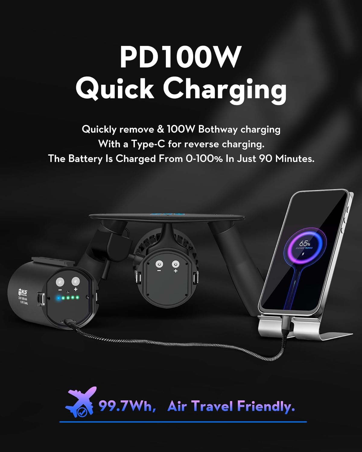 Edge K5 Scooter Sottomarino Modular Gear Detachable, 3 Mode, Maximum Speed 2m/s, Deep score 164 feet, Scooter Seas 4 7156rwfPH4L. AC SL1500