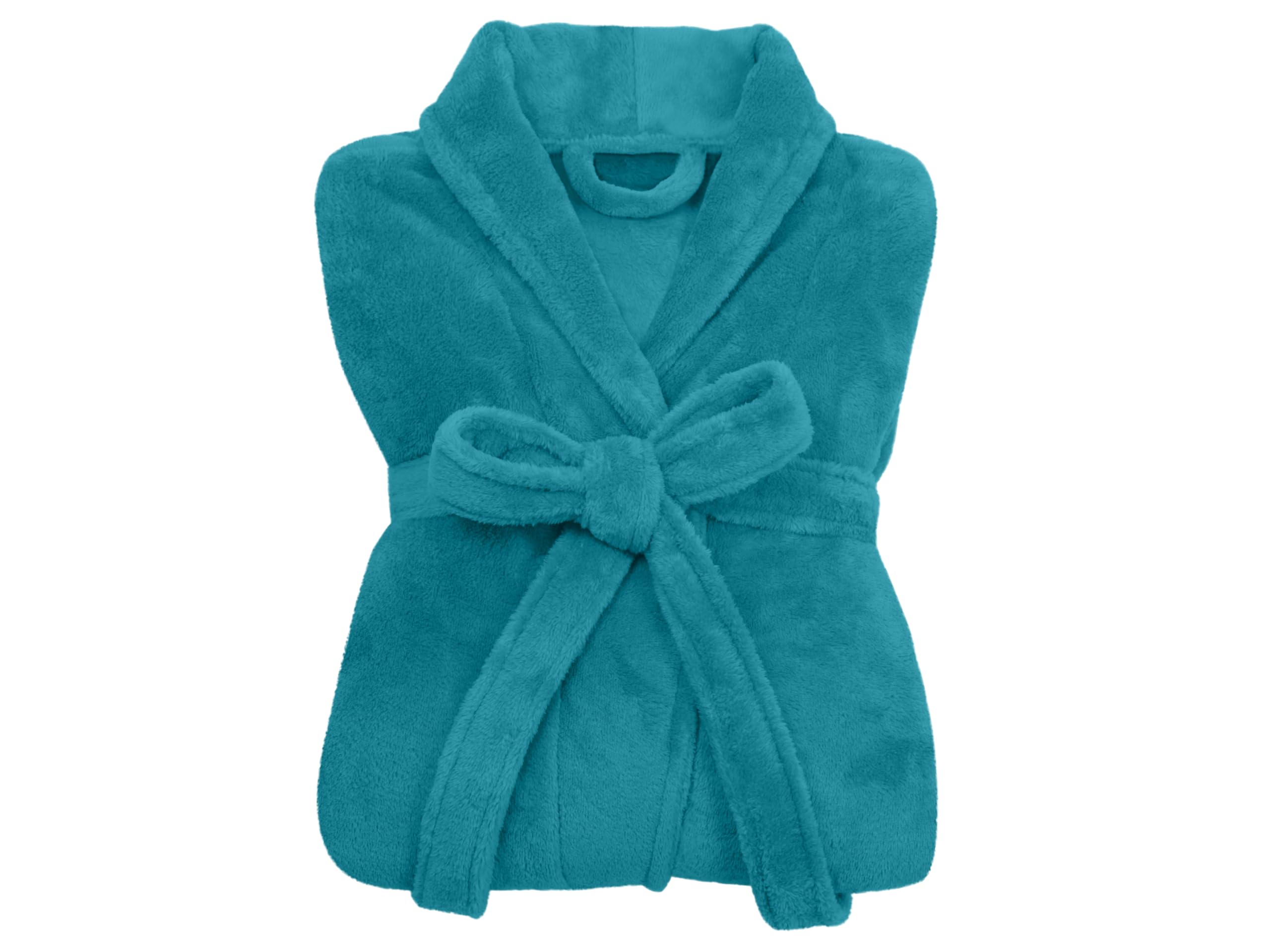 npluseins Peignoir de bain en polaire moelleuse avec col châle – Femme & Homme, XL, Pétrole
