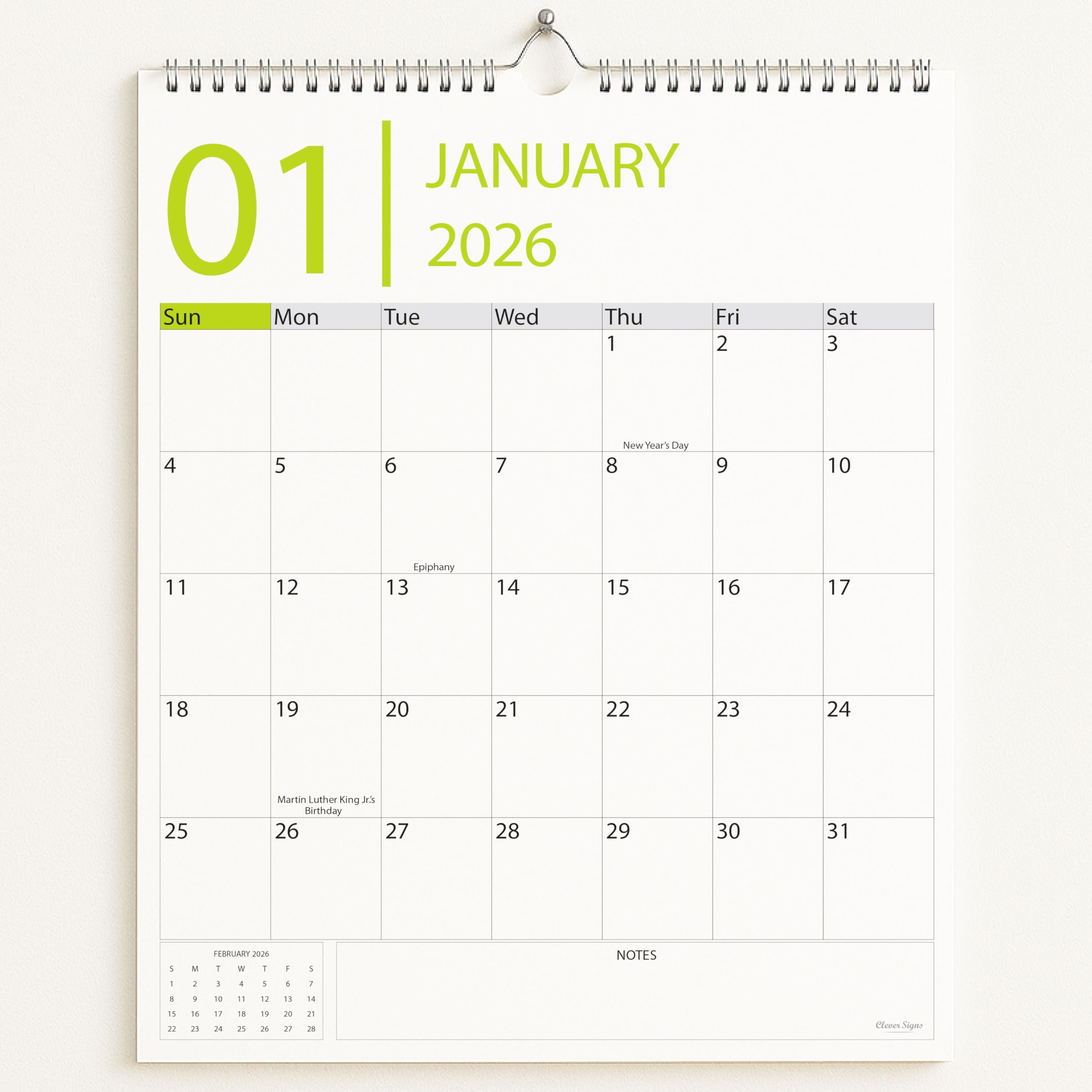 Wall Calendar 2026-2027, 18 Months, Runs From January 2026 to June 2027, 15" x 12" Large Wall Calendar with Hanger, Thick Paper, Spiral Binding, Easy