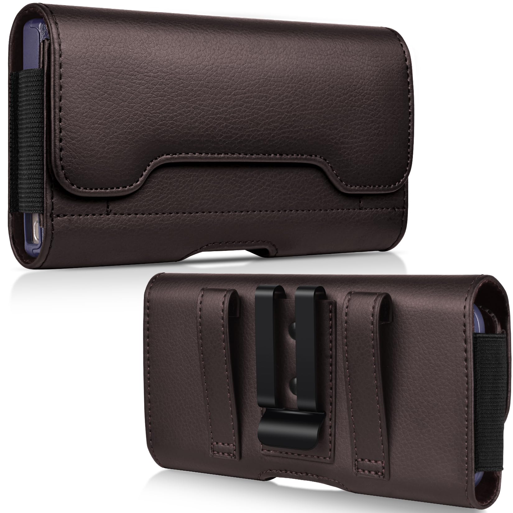 ACCKUO Leather Phone Holster with Strong Metal Belt Clip and Card Holder Compatible with iPhone 17 Air, 16/15/14/13 Pro Max, Galaxy S26/S25/S24/S23/S22 Plus and FE for Everyday Protection, L-Coffee