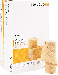 McKesson Cohesive Bandage, Non-Sterile, Self-Adherent Closure, Tan, 6 in x 5 yds, 1 Count, 12 Packs, 12 Total