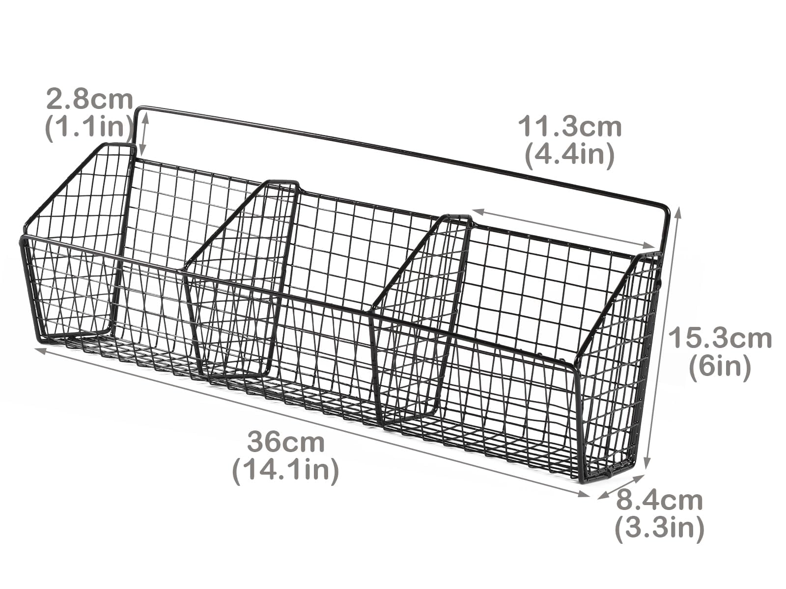 Cestini da parete in metallo, set da 2 pezzi con 3 scomparti, per conservare le verdure, cestino in metallo da appendere senza forare, cestino sospeso da cucina e cucina, organizer per cipolle
