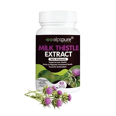 Alpspure Nutra Milk Thistle Extract Tablets -80% Silymarin | Liver Support & Detox Supplement (60 Tablets) Helps in Clea