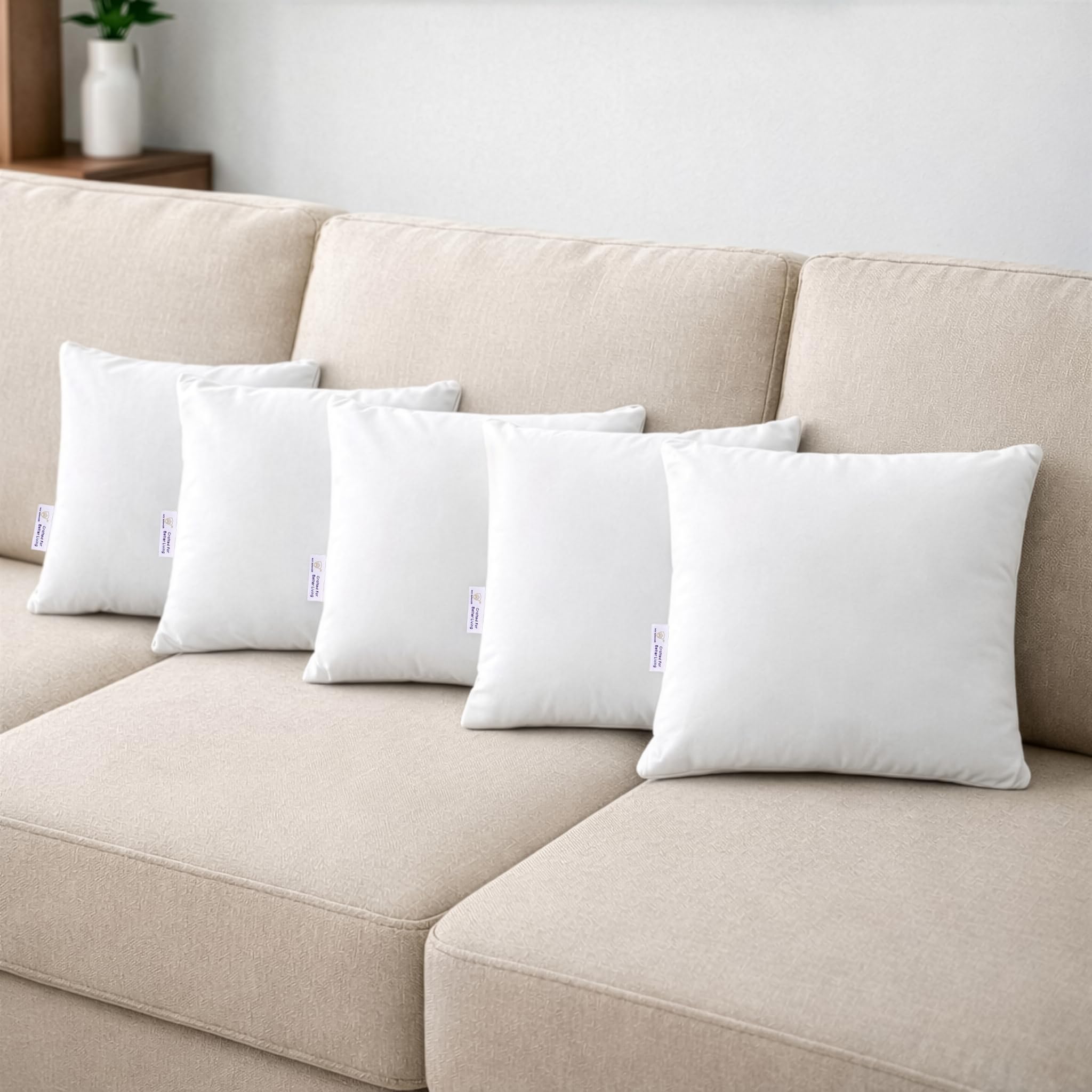 MY ARMOR Microfibre Cushion for Sofa | Set of 5 Soft & Fluffy Square Sofa Cushions | Decorative Sofa Pillows for Bed, Chair, Car & Living Room | Inner Cover Only | 12 x 12 inch-image-9