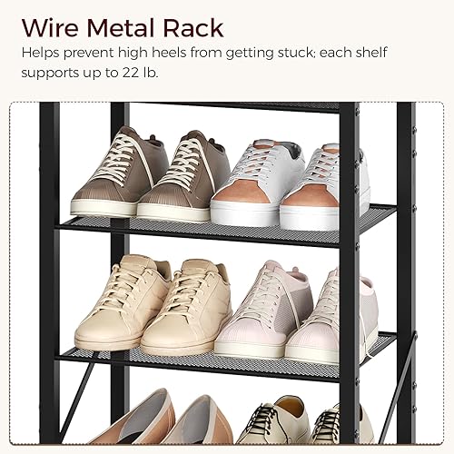 Miniatura 5 de Organizador de zapatos estrecho de 8 niveles, almacenamiento de zapatos alto y delgado para espacios pequeños, capacidad para 8-16 pares, estante