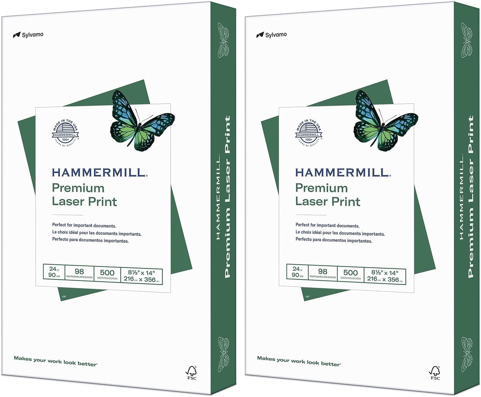 Hammermill Printer Paper, Premium Laser Print 24 lb, 8.5 x 14-1 Ream - 98 Bright, Made in the USA, 104612-500 Sheets (Pack of 2)