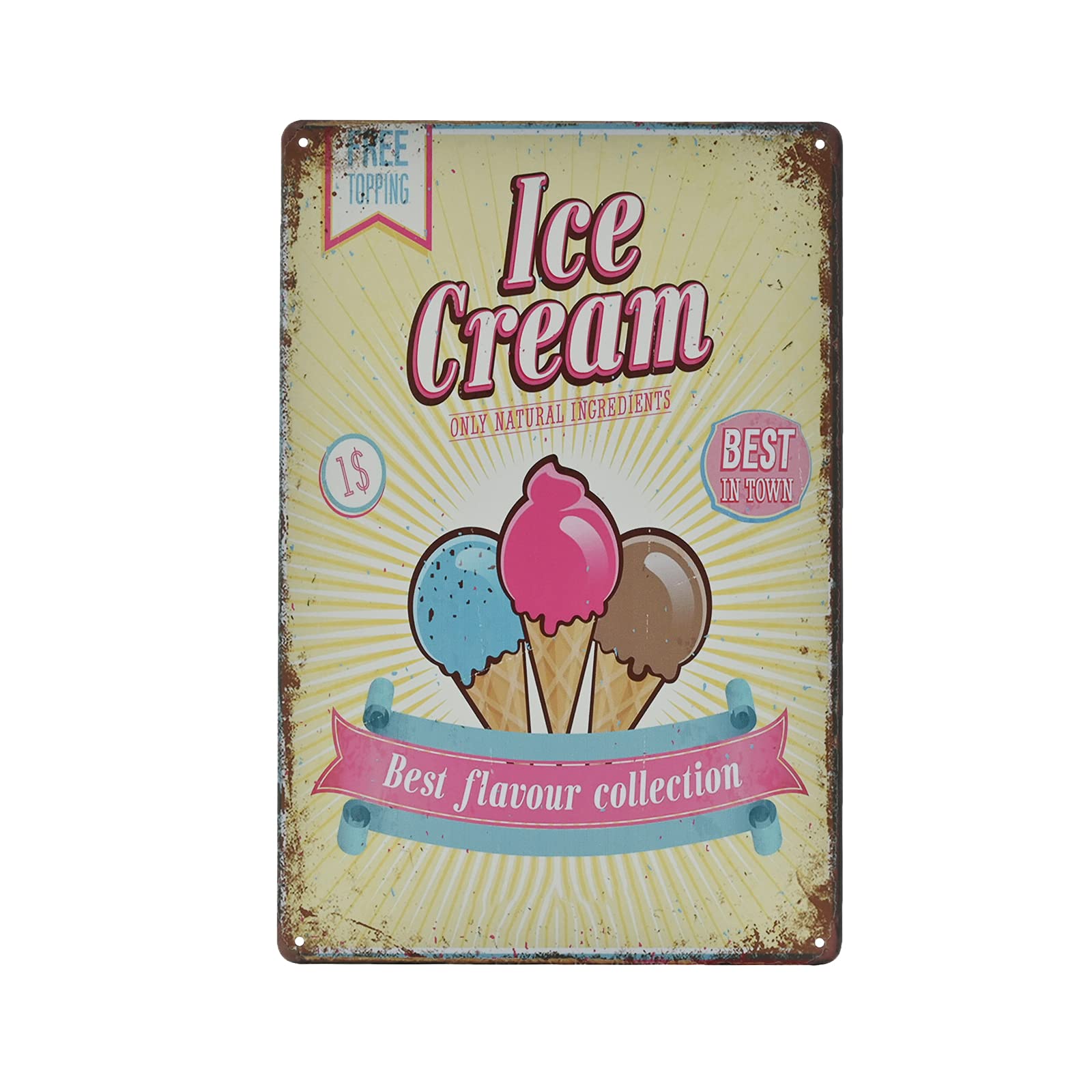 SMAZDFXX Vintage Metal Sign - ice Cream Bakery Dessert Shop Retro Tin Decorative Sign Wall Decor Metal Plate 12"x16"
