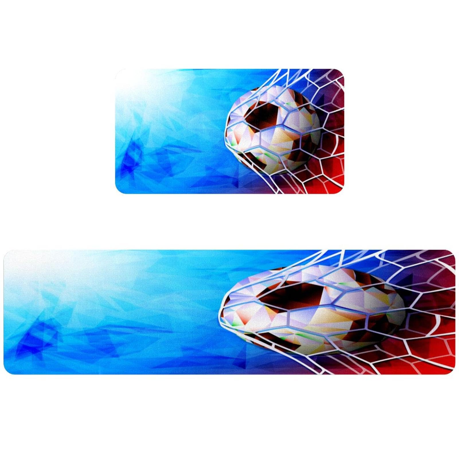 Alfombrillas de cocina de fútbol antideslizantes VAPOKF juego de 2 alfombras lavables y absorbentes