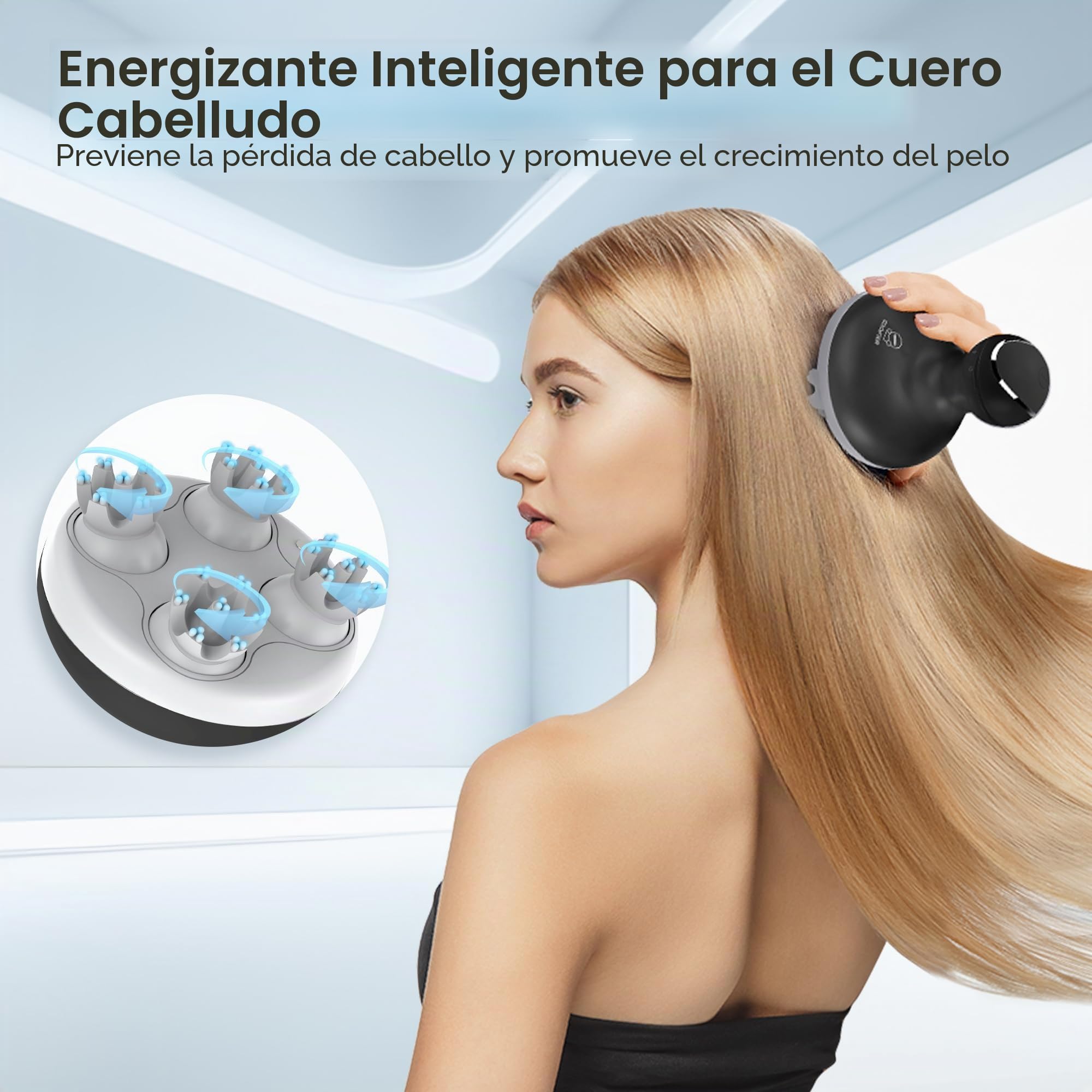 COMFIER Masajeador Inalámbrico para el Cuero Cabelludo:Rascador Eléctrico de Masaje de Cabeza con 84 Nodos de Amasamiento, para Crecimiento del Cabello y Relajación del Estrés (Negro)