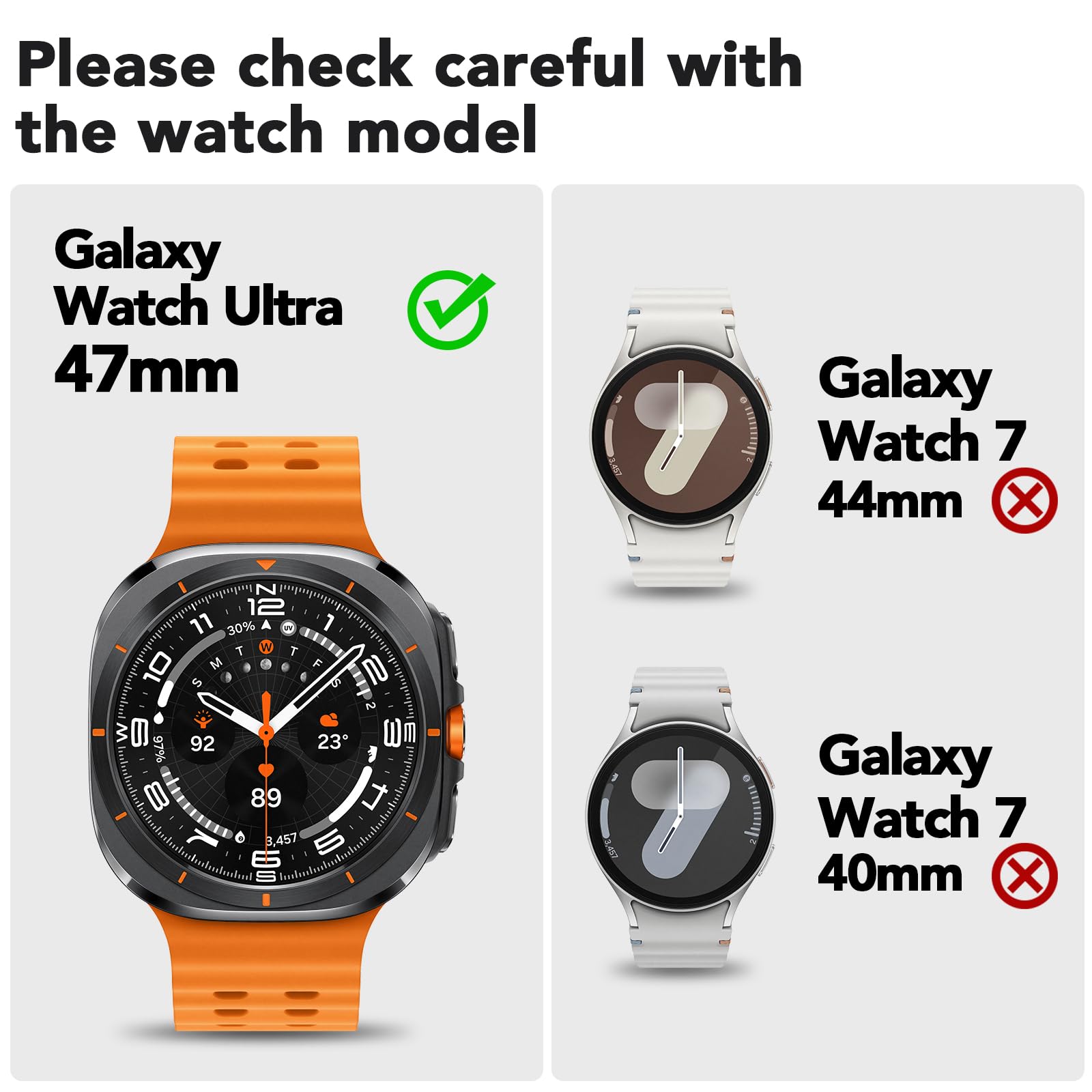 HATALKIN Bands Compatible With Samsung Galaxy Watch Ultra 47mm (2024),Waterproof Breathable Replaceable Wristband Strap with Stainless Steel Connector(Orange)