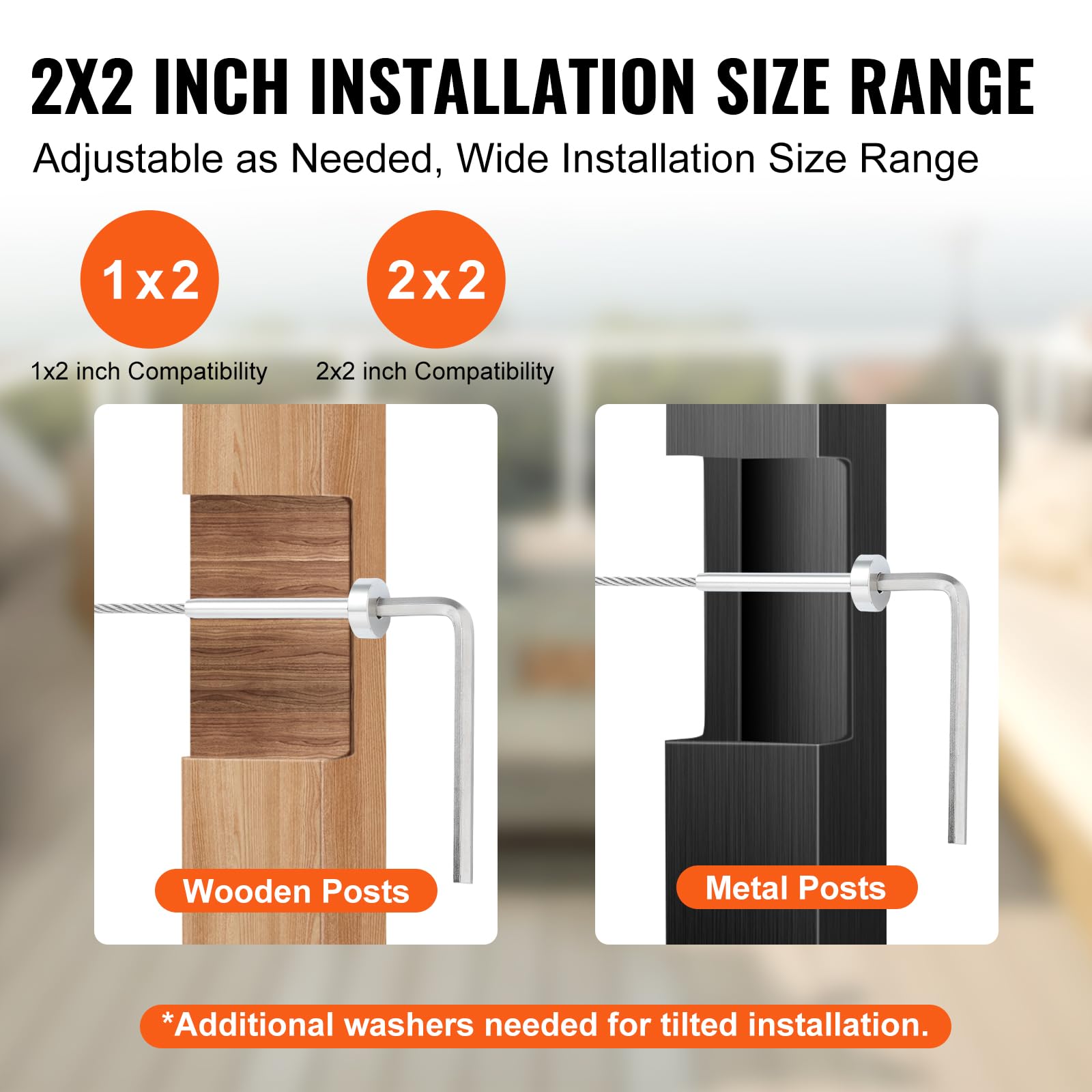 VEVOR Kit di ringhiere per cavi invisibili da 20 pezzi, ricevitore invisibile da 1/8" in acciaio inossidabile T316, tenditore a pressare da 1/8" per montanti in legno/metallo