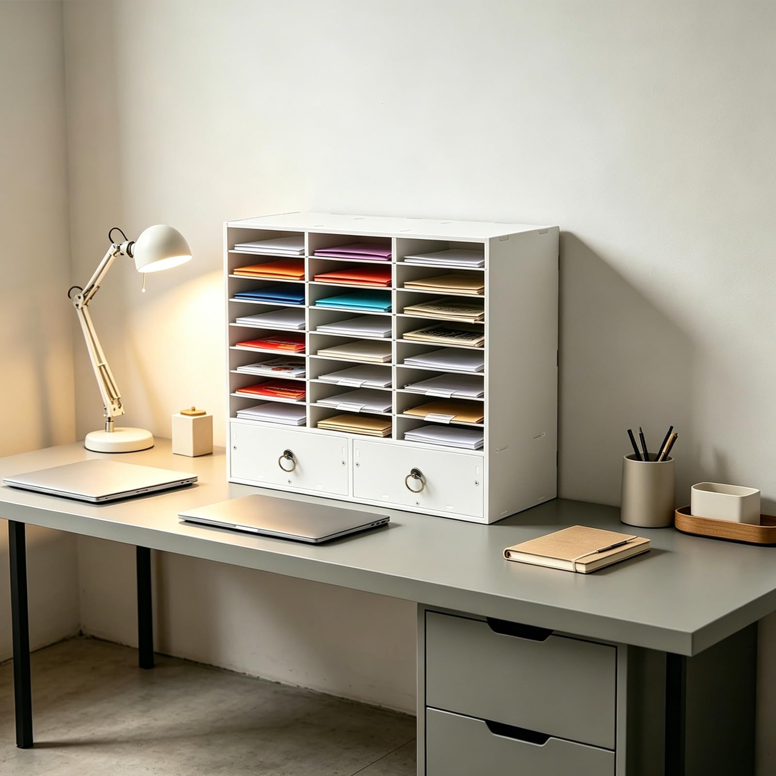 Aktenordner Büro Organizer 24 Fächer Veranstalter Schubladen Organizer Standregal Aufbewahrung für Büro Wohnzimmer Zeitschriften Bücher 71,5x30x70 cm
