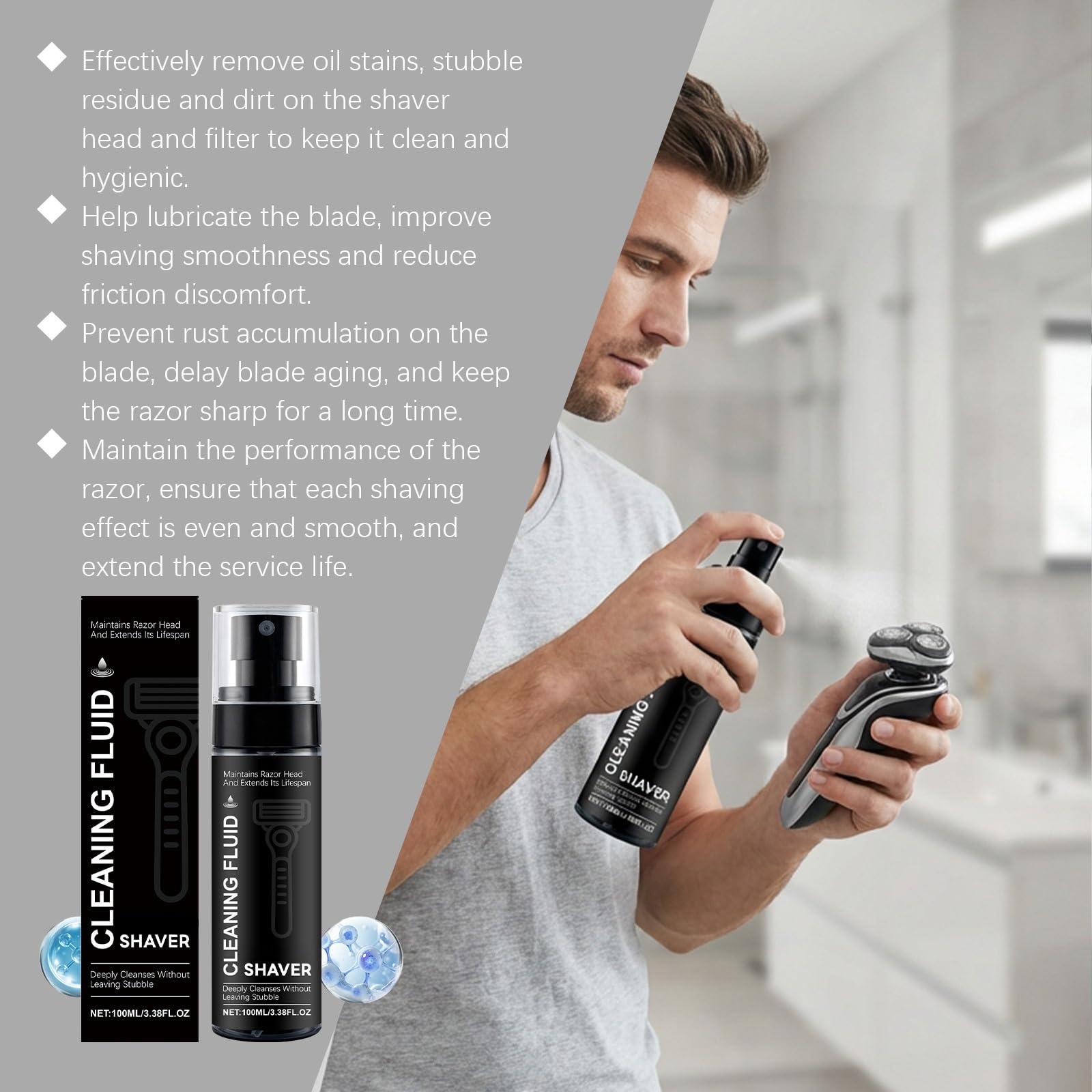 Rasoio Elettrico Pulizia Fluido e Lubrificante Spray, Rasoio Elettrico Detergente e Lubrificante Spray, Testa Detergente e Manutenzione Fluido, Lama Detergente e Cura (6pcs)