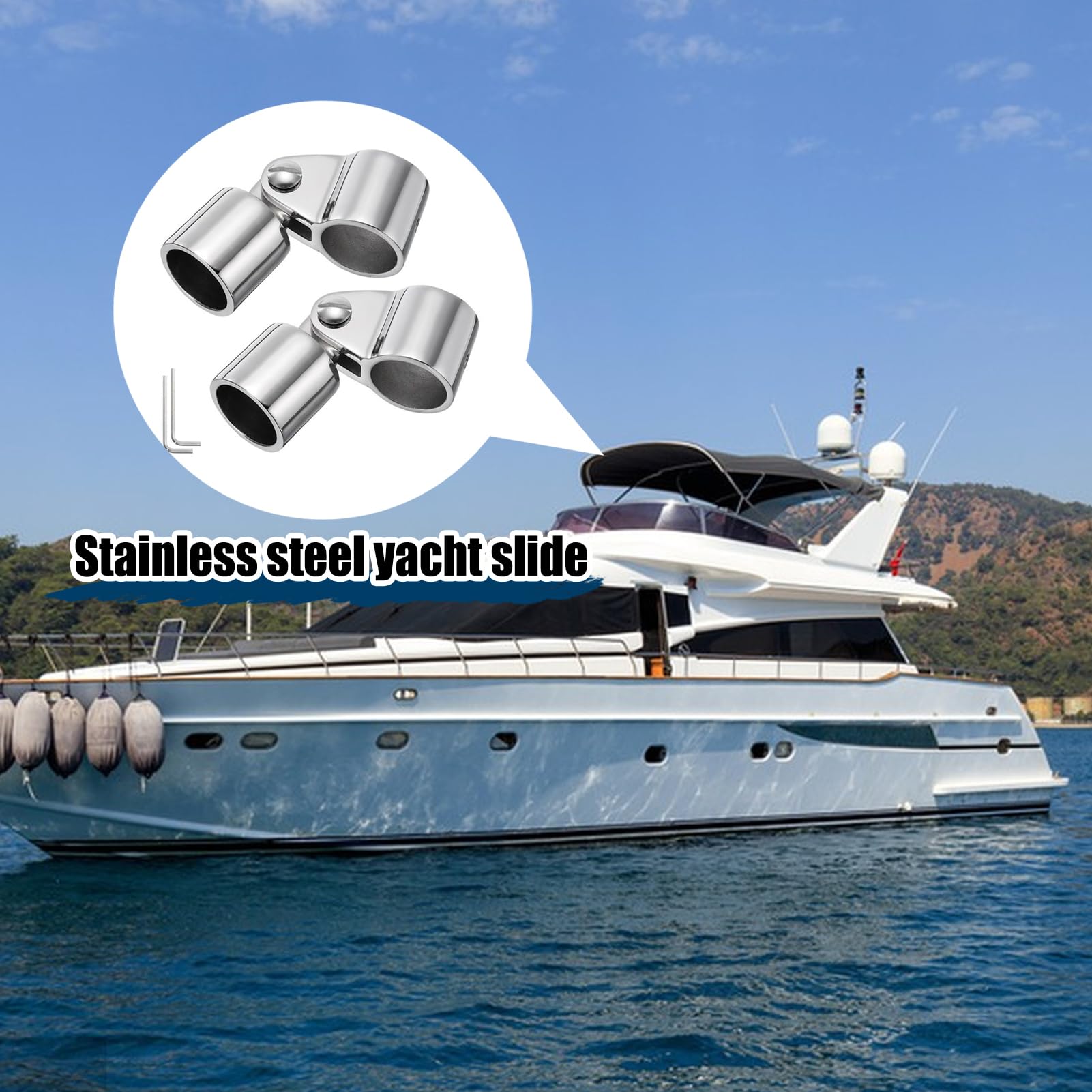 Accesorios de Montaje para Cubierta de Barco - Accesorios para Yates - Juego de 2 Piezas Anticorrosión Acabado Inoxidable Fijaciones Para Postes Redondos y Barandillas Aplicaciones Para