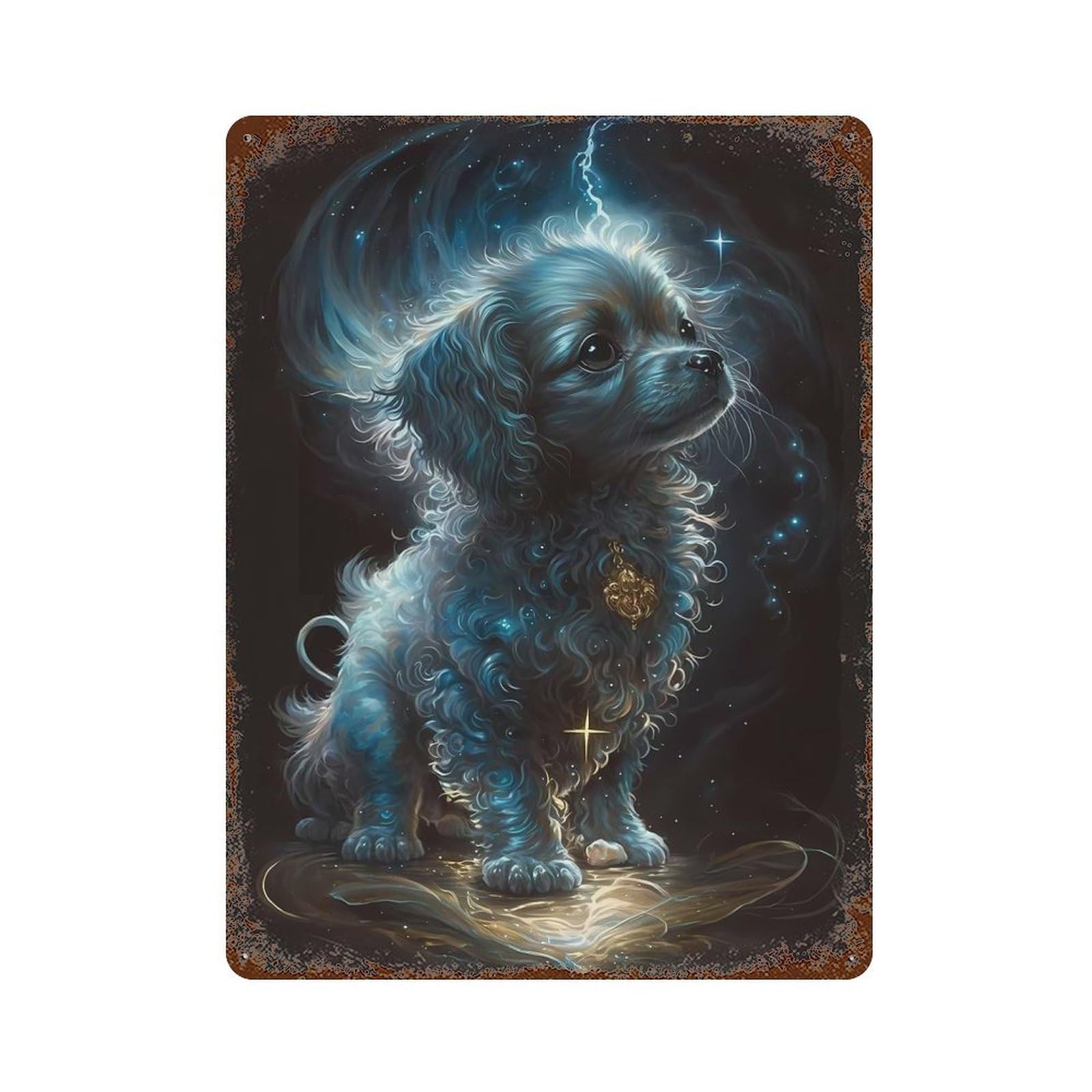 Poodle Dog 15.7"x11.8" Rustic Tin Plaque, Novelty Wall Decor for Living Room, Hallway And Home Decor