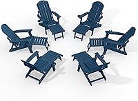 Vista 51 de YEFU Juego de 4 sillas Adirondack ajustables con reposapiés, sillas Adirondack ajustables de 5 niveles con otomana retráctil y 2 portavasos, sillas