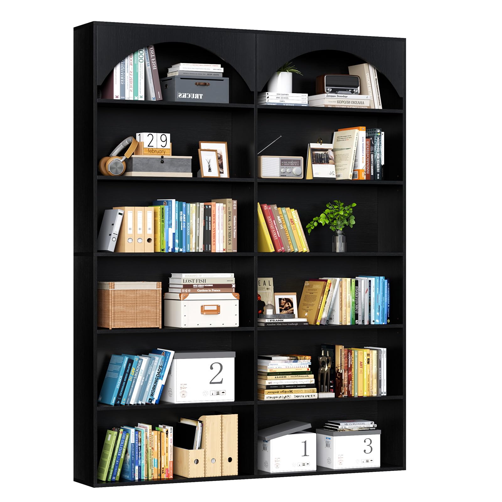 71" Double-Wide 7-Tier Open Display Bookshelf