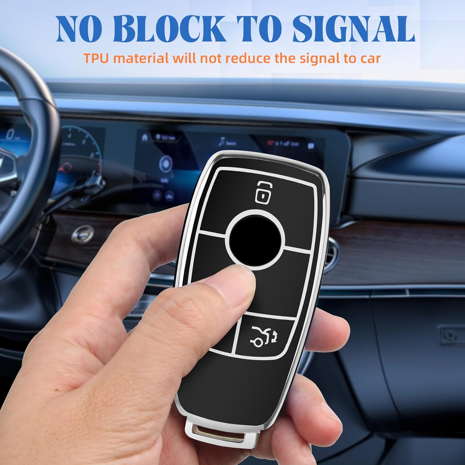 QBUC for Mercedes Benz Key Fob Cover with Keychain,Soft TPU Key Case Protector Compatible with Mercedes-Benz 2017-2023 E-Class 2018-2021 S-Class 2019-2023 A-Class C-Class G-Class (Black) - Image 4