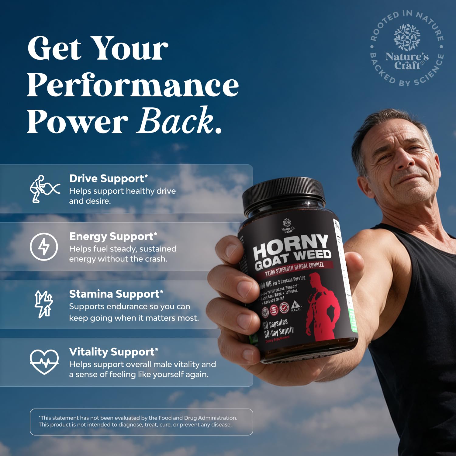 Horny Goat Weed for Men (9 in 1 Formula) - Male Enhancing Supplement - 60ct — Amazon image 3