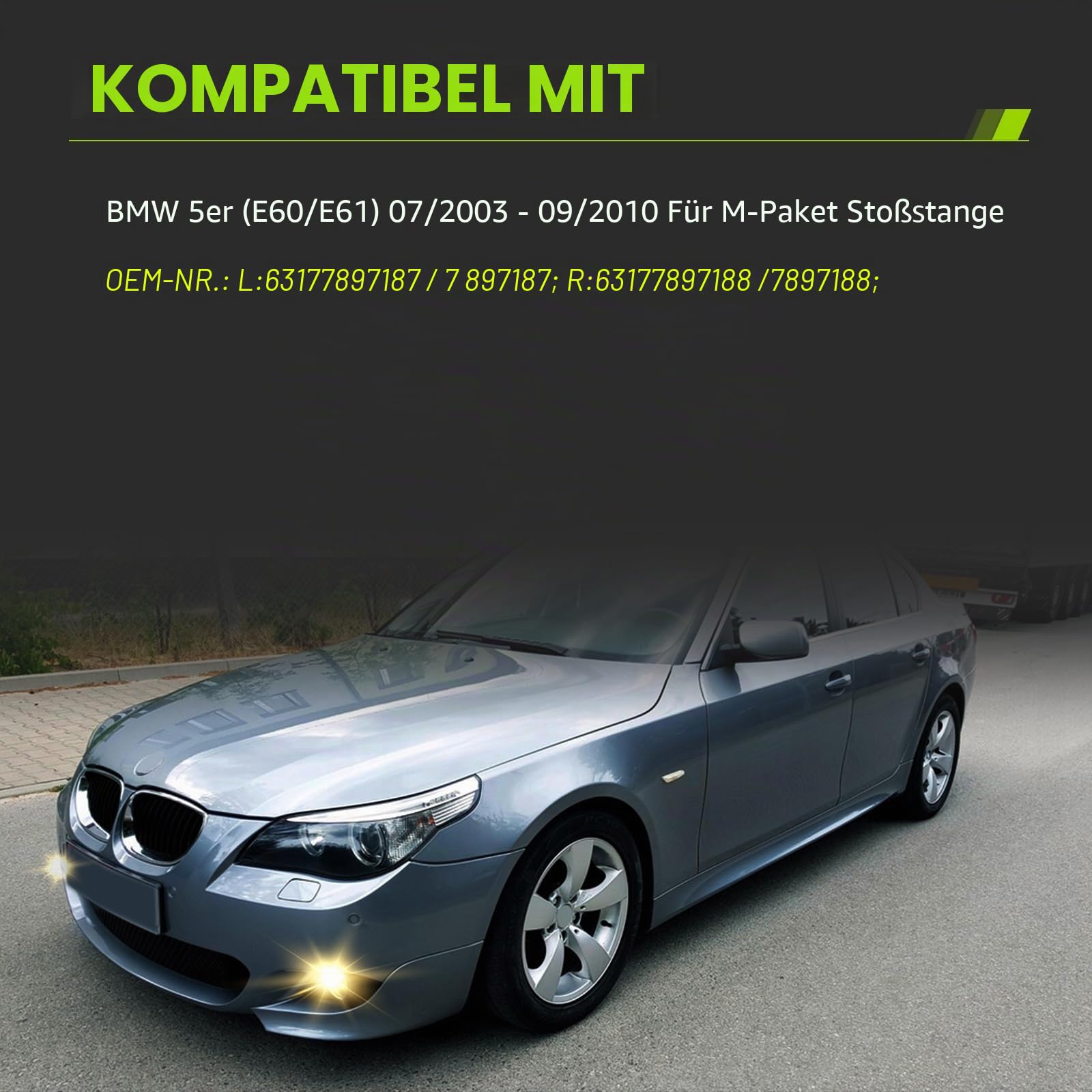 Led Nebelscheinwerfer für 2003-2008 BMW 5er(E60 E61, 525i 525xi 530i 530xi 545i 550i)/3er(E46, 325Ci 330Ci Cabrio/Coupé) 1 Paar, klare Linse