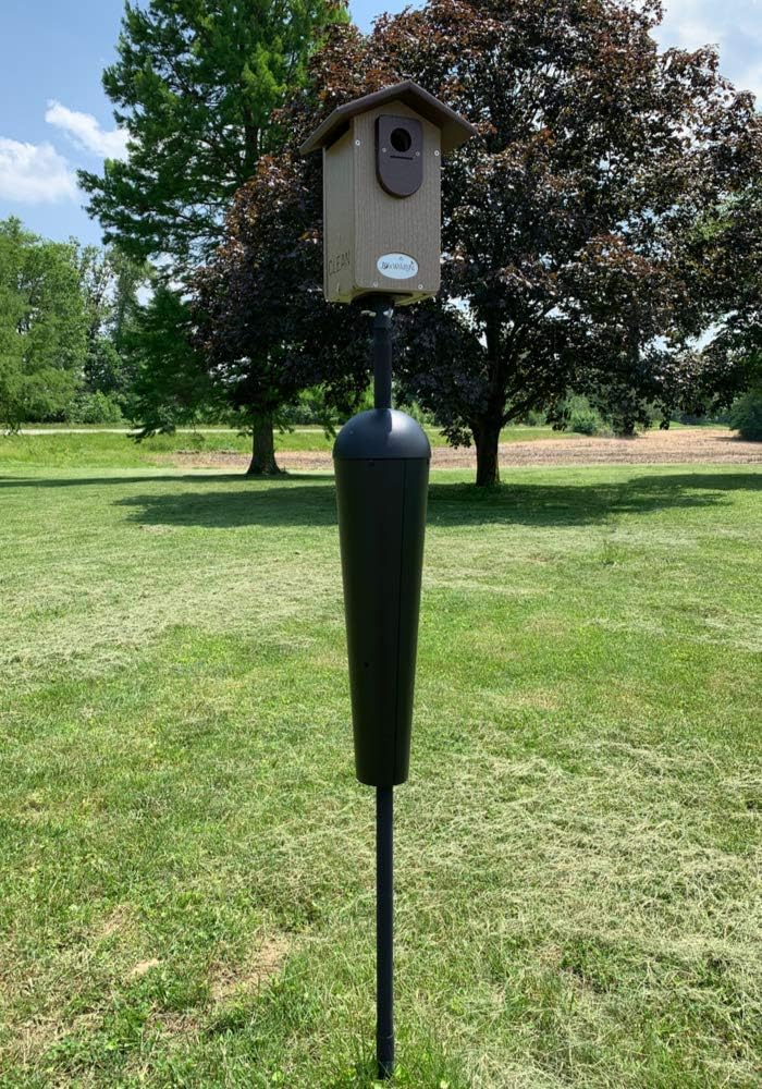 JCs Wildlife Ultimate Eastern and Western Bluebird House with Denali Squirrel Proof Mounting Pole Kit - Garden Birdhouse and Pole Combo (Brown and Brown)