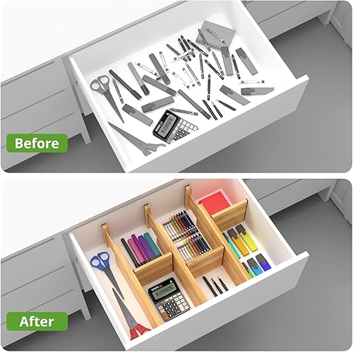 Miniatura 2 de ANTOWIN Paquete de 4 separadores de cajones expandibles, 4.7 pulgadas de alto, se extienden de 12.2 a 17.7 pulgadas, organizadores de cajones de