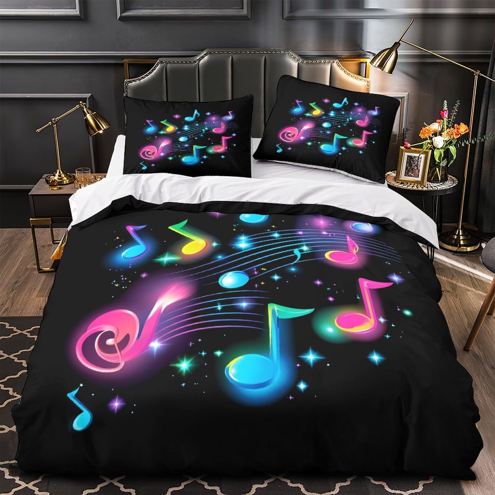 Housse de couette 3D espace 200x200cm douce et anti-plis avec fermeture éclair