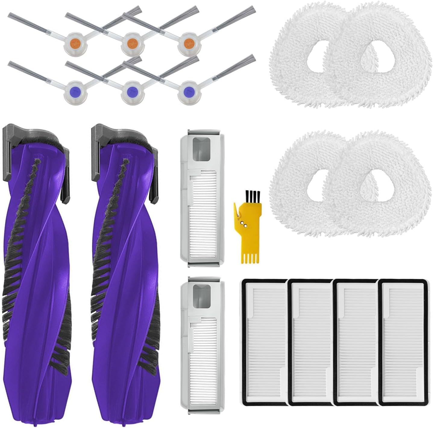 Replacement Accessories Kit for Narwal Freo X Ultra Robot Vacuum Cleaner 18 Packs 2 Main Brush, 4 Filters, 6 Side Brushes, 4 Mop Cloths, 2 Dust Bags