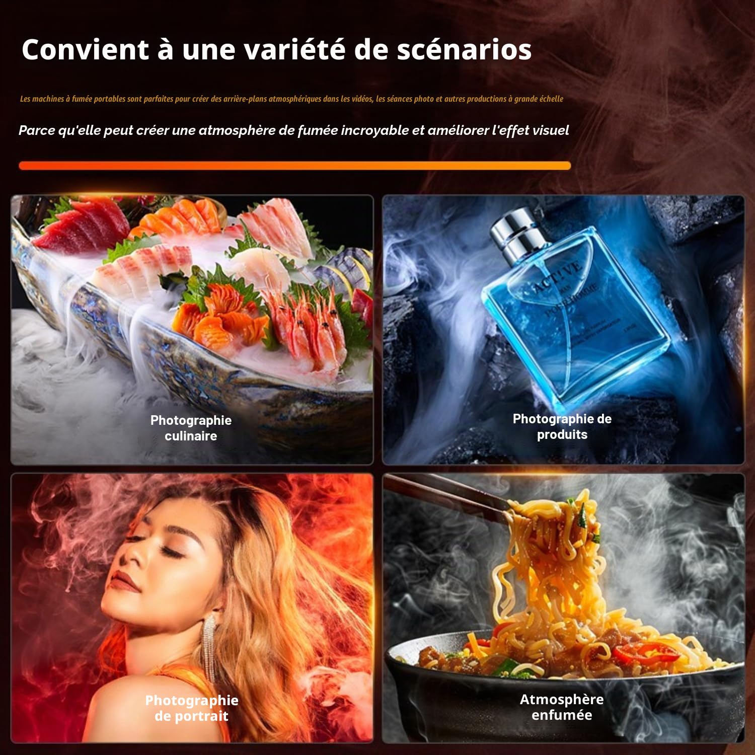 LENSGO Smoke Master PRO Machine à fumée portable, 40 W – 100 W, mini machine à fumée rechargeable pour la photographie, la vidéo, le spectacle et les courts métrages
