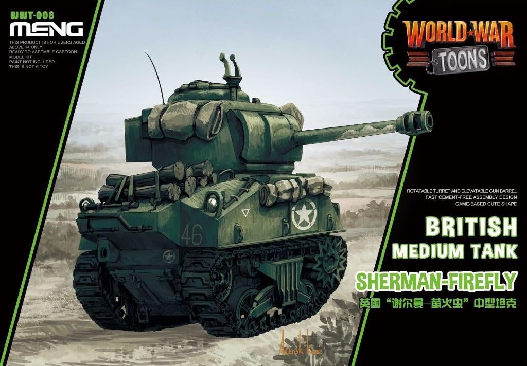 Meng World War Toons - British Sherman Firefly Q Edition Plastic Kit #WWT008