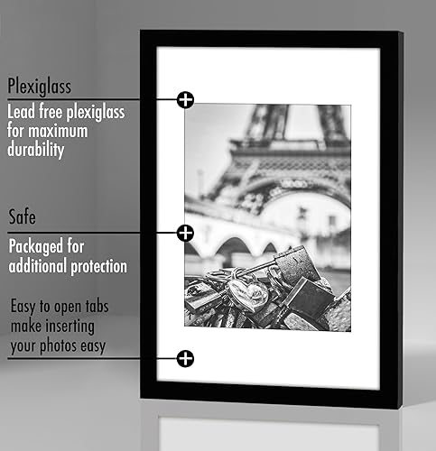 Vista 7 de Americanflat Portarretratos de 8 x 12 pulgadas con plexiglás pulido, juego de 2 portarretratos de 6 x 8 pulgadas con paspartú o para fotos de 8 x 12
