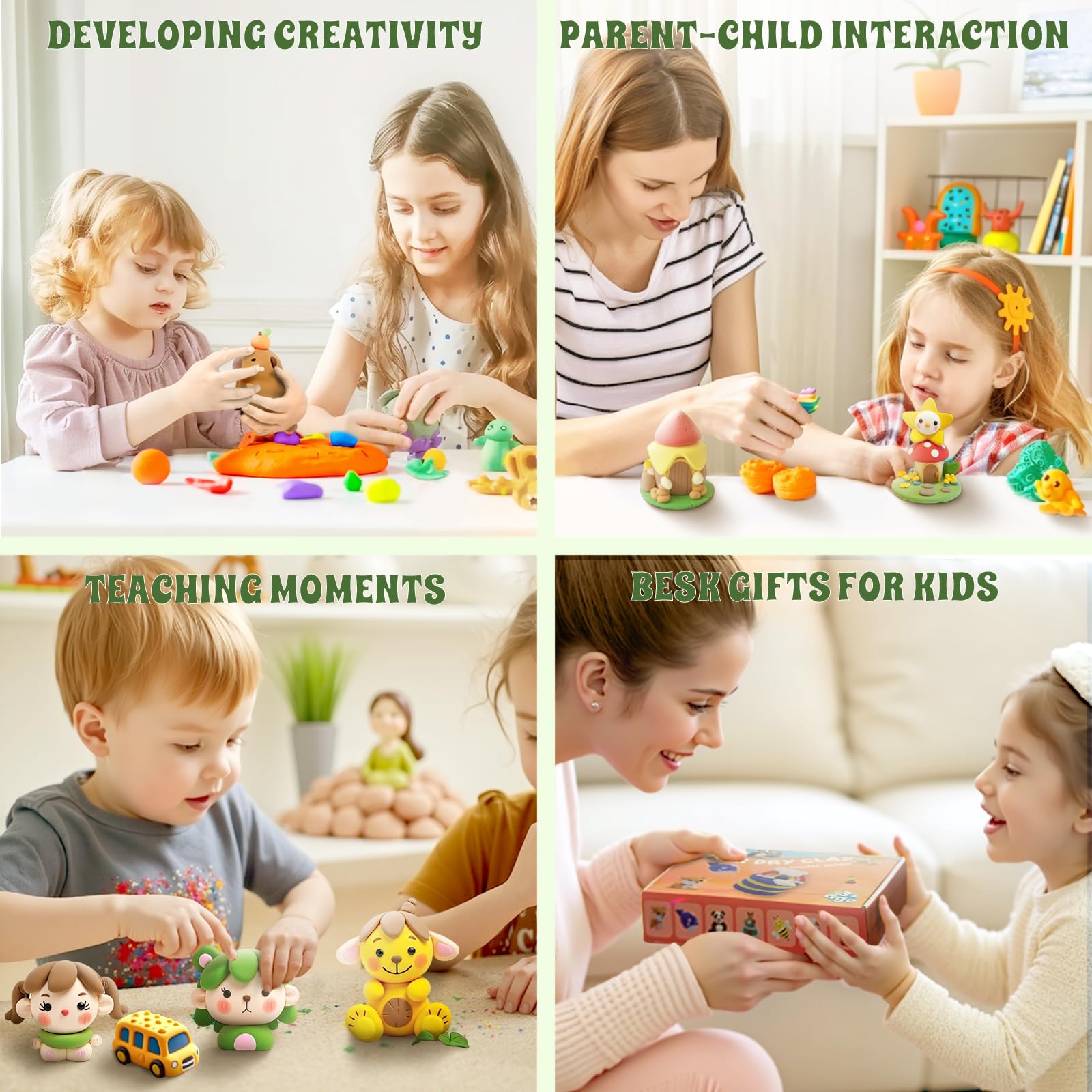 snookids Masa modelarska susząca na powietrzu, 42 kolory, zestaw plasteliny, susząca na powietrzu, dla dzieci, prezent dla chłopców i dziewczynek w wieku 3-12 lat, prezent bożonarodzeniowy
