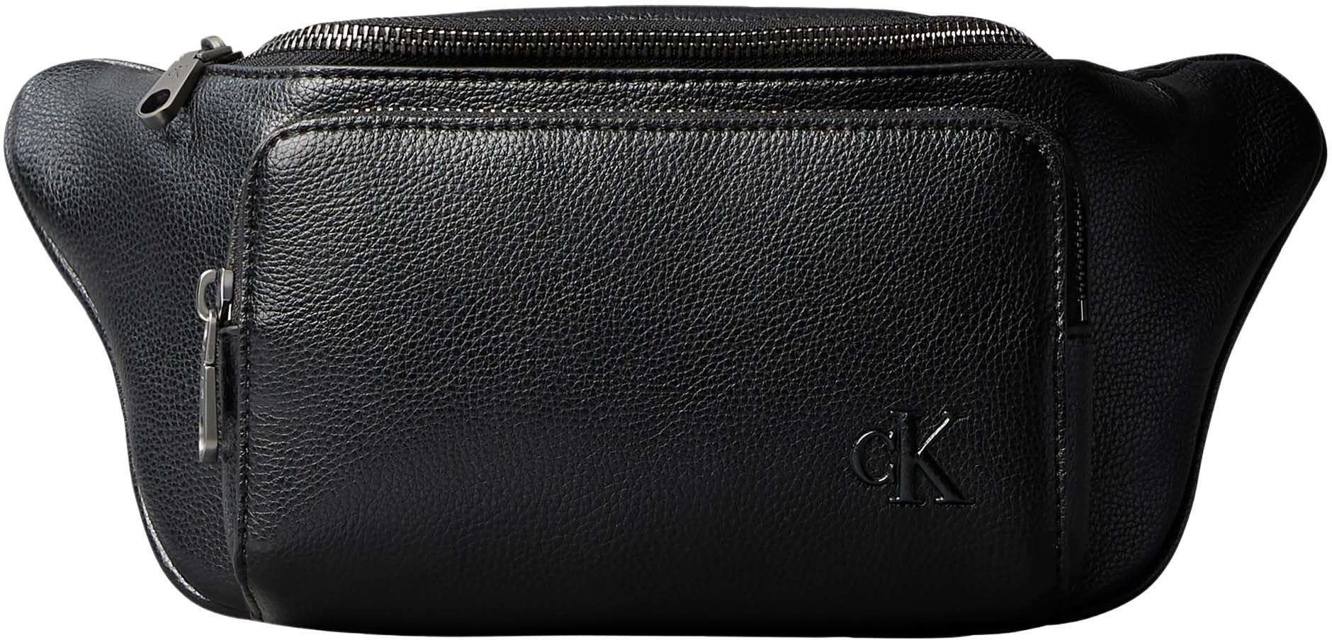 Calvin Klein Herren Bauchtasche Webbing Strap mit Reißverschluss, Schwarz (Black/White Webbing), Einheitsgröße